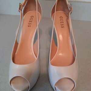 Guess ivory peep toe heels